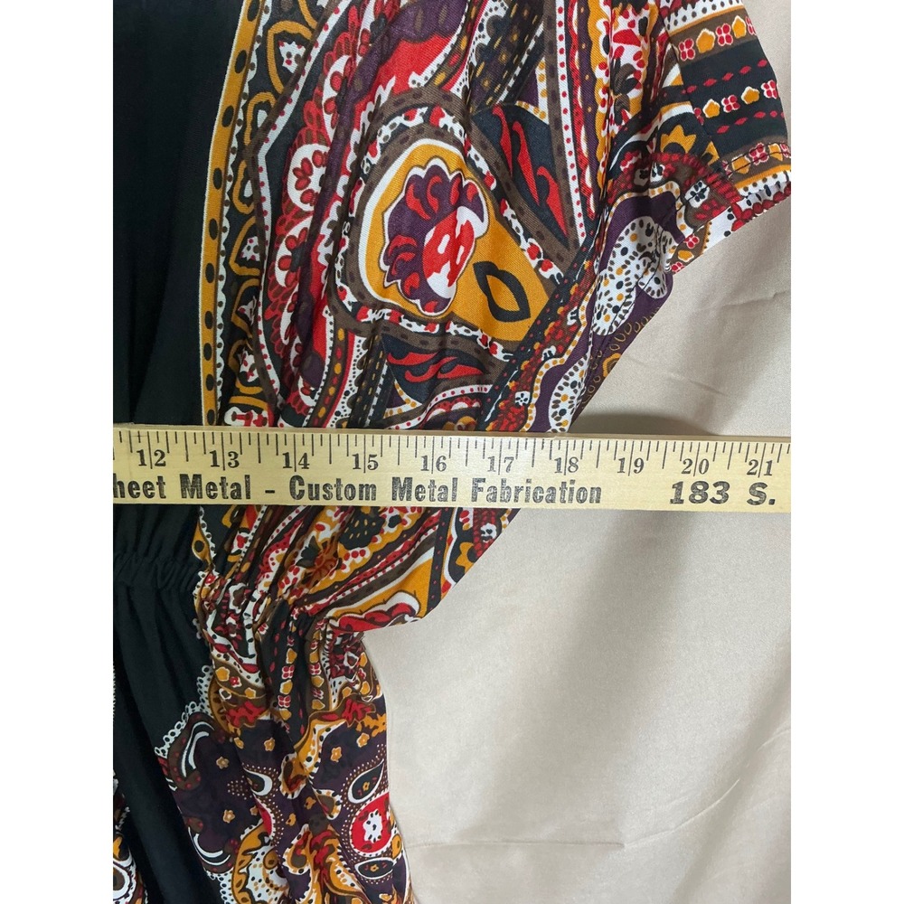 Cristina Love Paisley Empire Waist Dress Womens XL Black Red Excellent Boho Midi - Picture 10 of 12